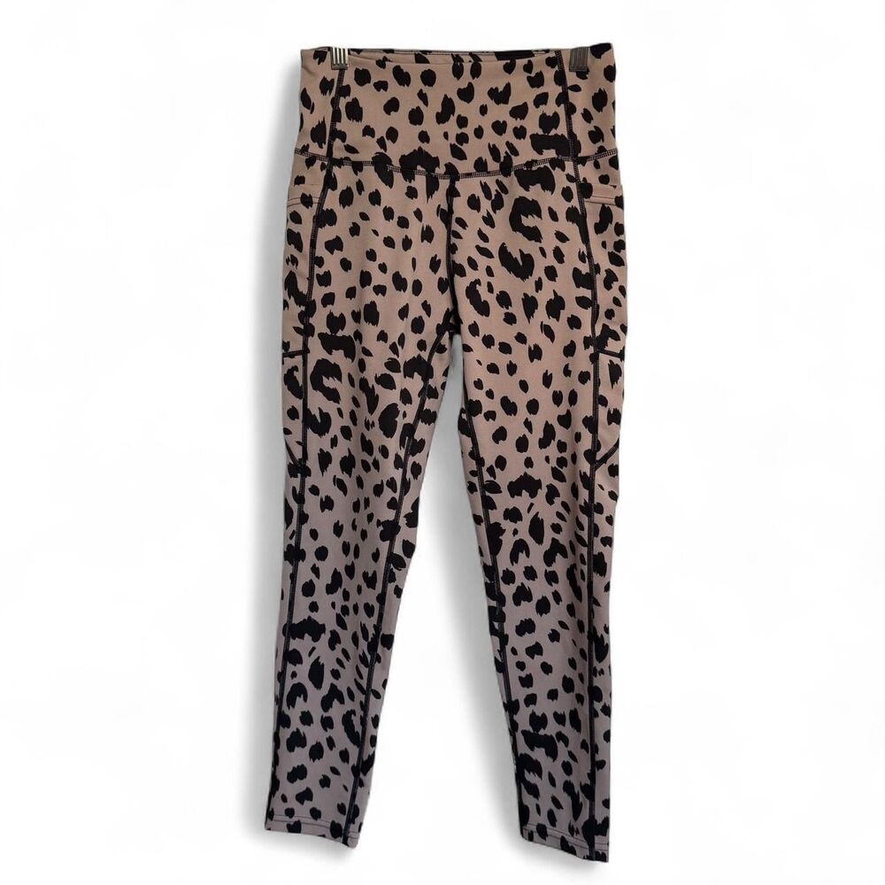 Nicole Miller Sport leopard print leggings with side pockets, 7/8 length size M